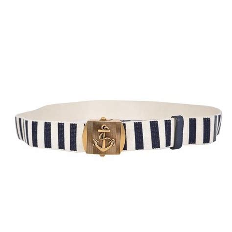 Gucci Men's Navy / White Fabric Brass Anchor Buckle Striped 